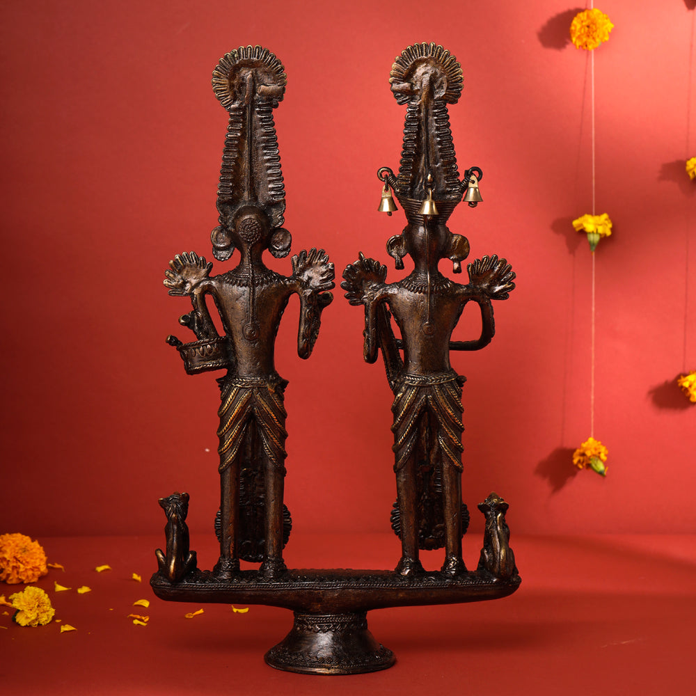 Brass Dhokra Jhitku Mitki Statue (18 Inch)
