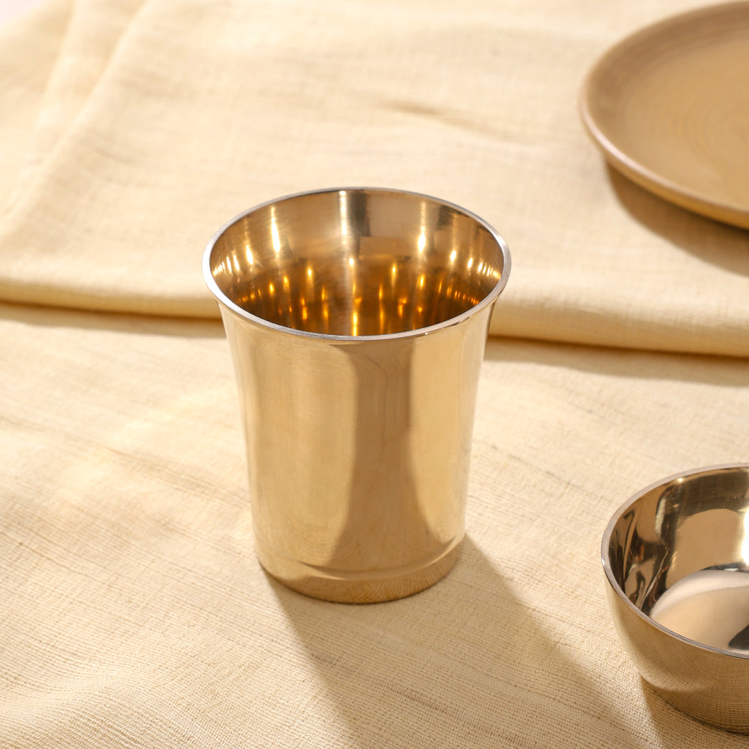 Kansa Bowl and Glass Pair