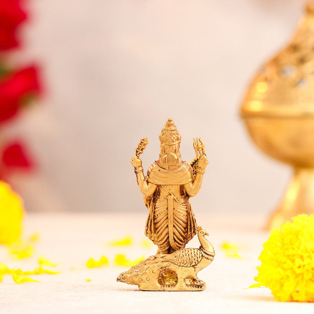 Brass Superfine Lord Murugan/Kartikeya Standing Idol (2.8 Inch)