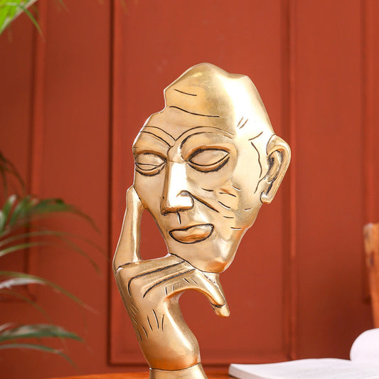 Brass Thinking Face Statue (11.9 Inch)