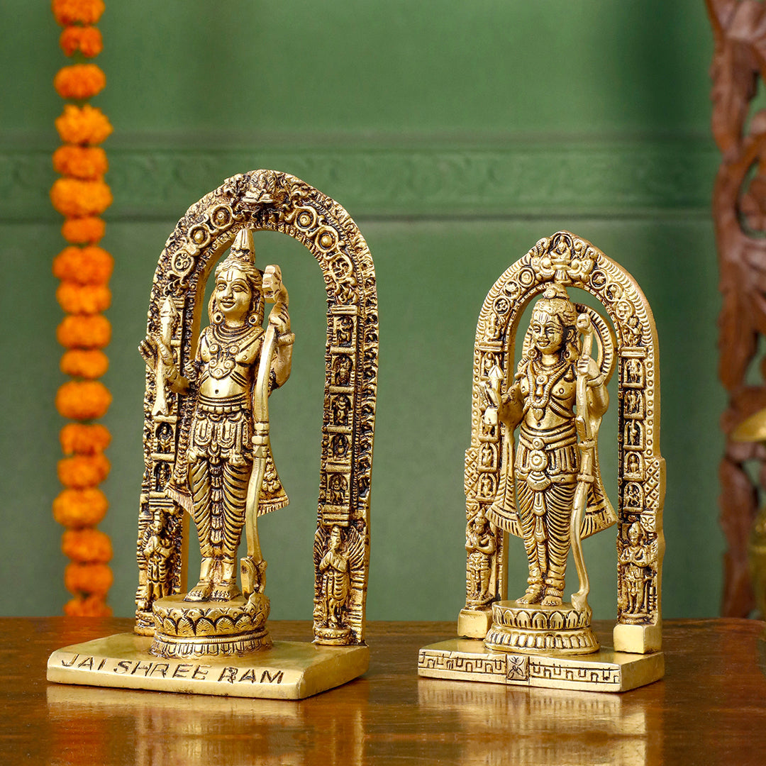 Brass Lord Ram Idol – Traditional Ram Darbar Style Statue