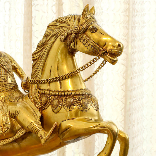 Brass Chatrapati Shivaji Maharaj On Horse Statue (22 Inch)