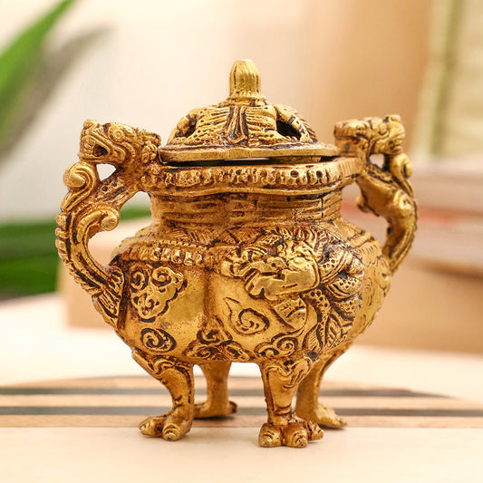 Brass Yali/Dragon Dhoop Dani & Incense Holder