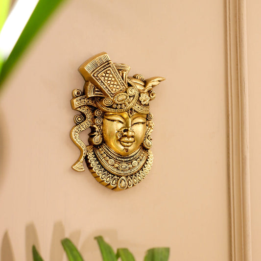 Brass Shreenath Ji Wall Hanging (6.3 Inch)