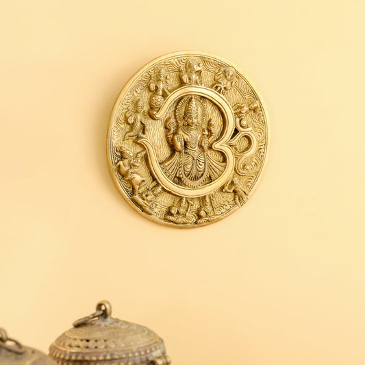 Brass Vishnu Om Dashavatara Wall Hanging Plate (7.8 Inch)
