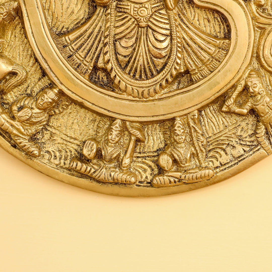 Brass Vishnu Om Dashavatara Wall Hanging Plate (7.8 Inch)