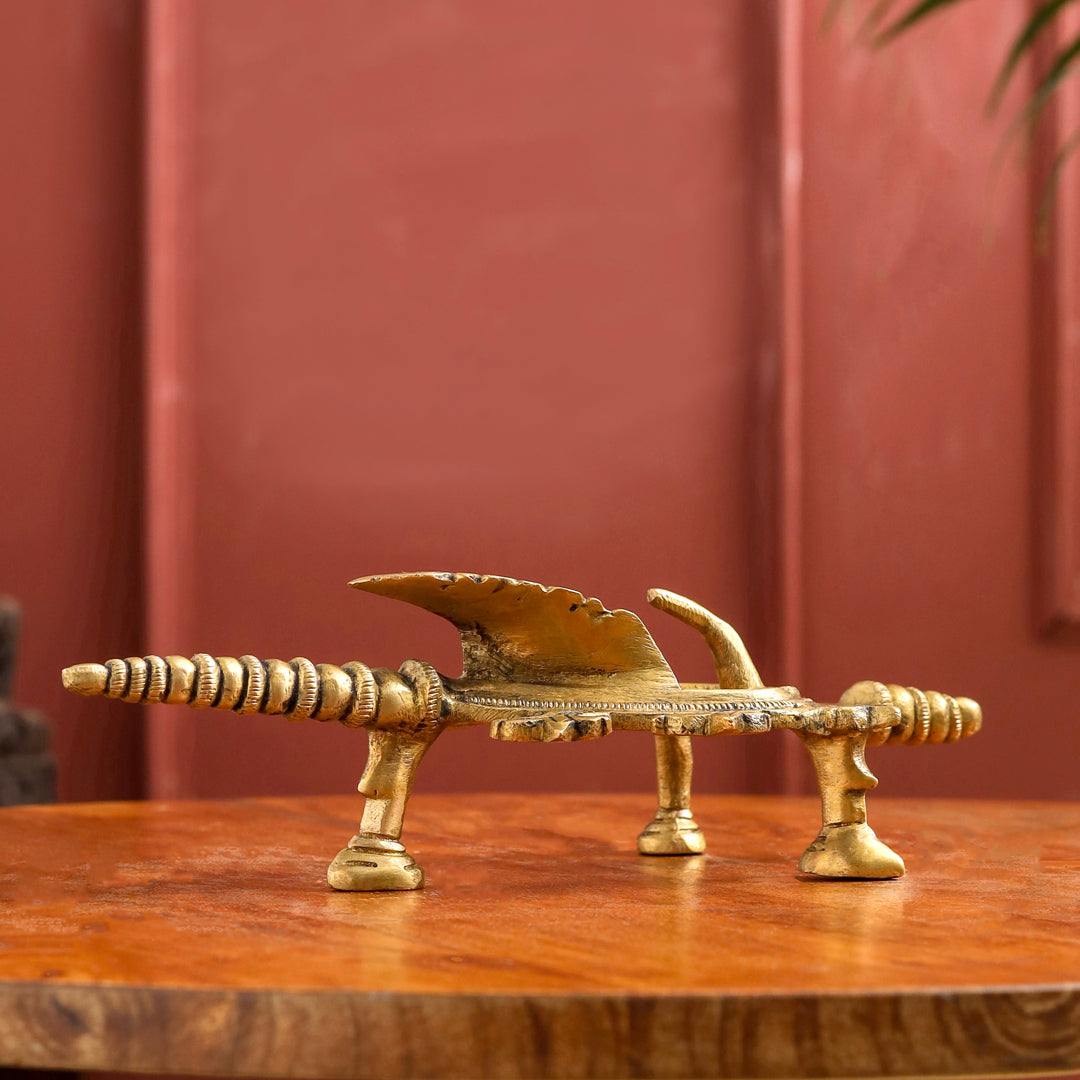 Brass Conch / Shankh with Intricate Stand (13 Inch)