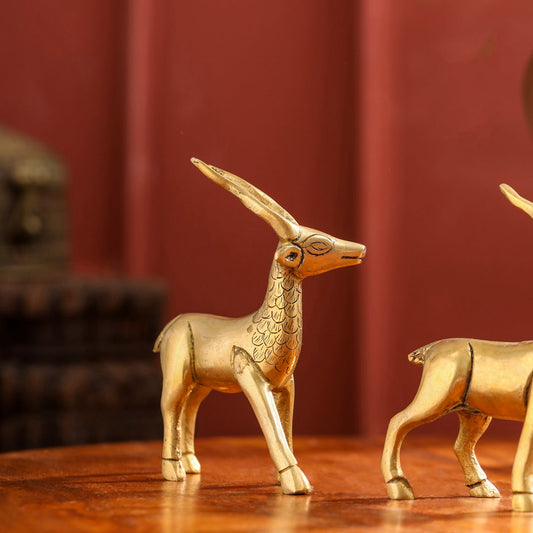 Brass Standing Deer set (4.4 Inch)