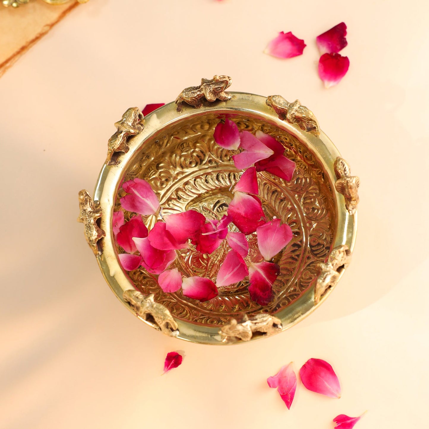 Brass Elephant Urli Bowl (3.5 Inch)