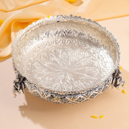 Silver Plated Brass Garuda Urli Bowl (4 Inch)