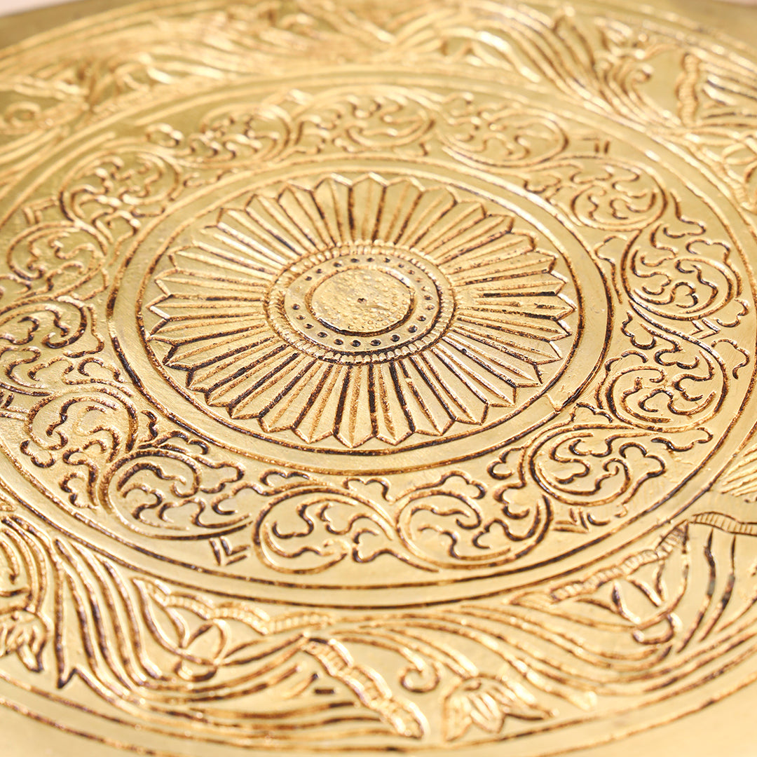 Brass Superfine Chowki With Peacock Pillars (5.5 INCH)
