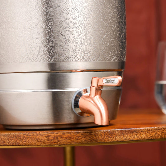 Brass Silver Water Dispenser – Premium Handmade Indian Brassware (11 Inch)
