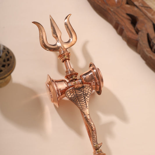 Copper Shiva'S Damru Trishul With Naag (25 Inch)