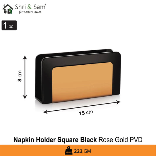 Stainless Steel Square Black Napkin Holder