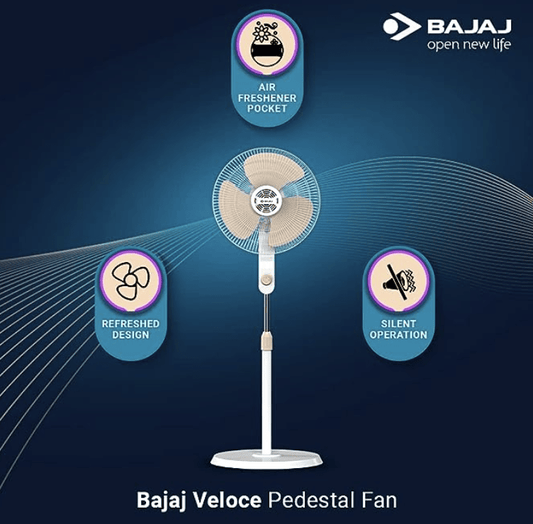 Bajaj Veloce 400 mm Champagne Fizz Pedestal fan, Regular