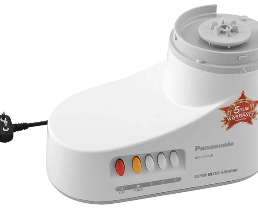 Panasonic AC MX-AC220-H 550-Watt Super Mixer Grinder with 2 Jars (Grey)