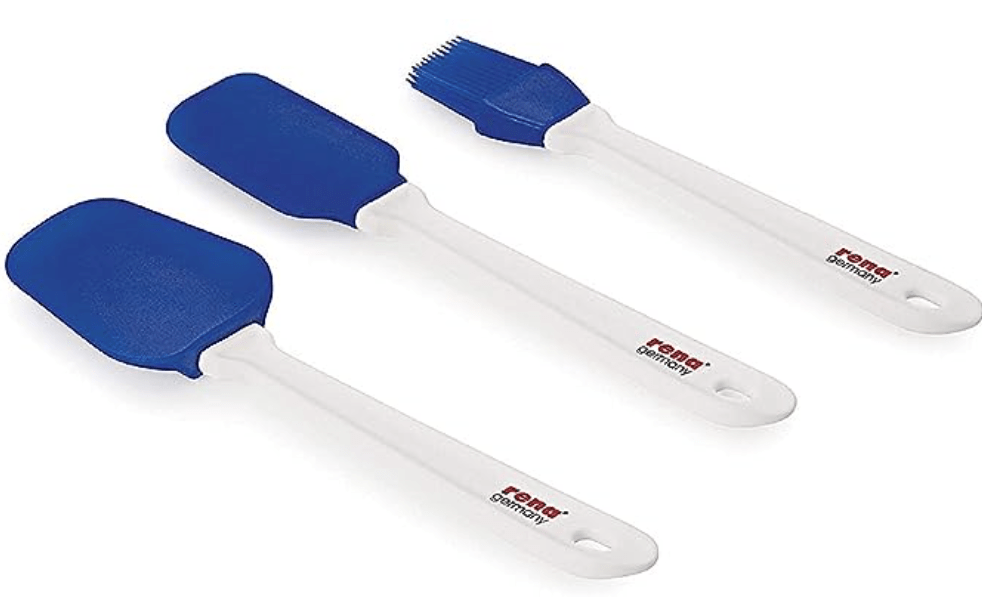 Rena Germany Silicon Spatula Set of 3 (Flat ,Cupped Spatual and Brush) for Kitchen & Household