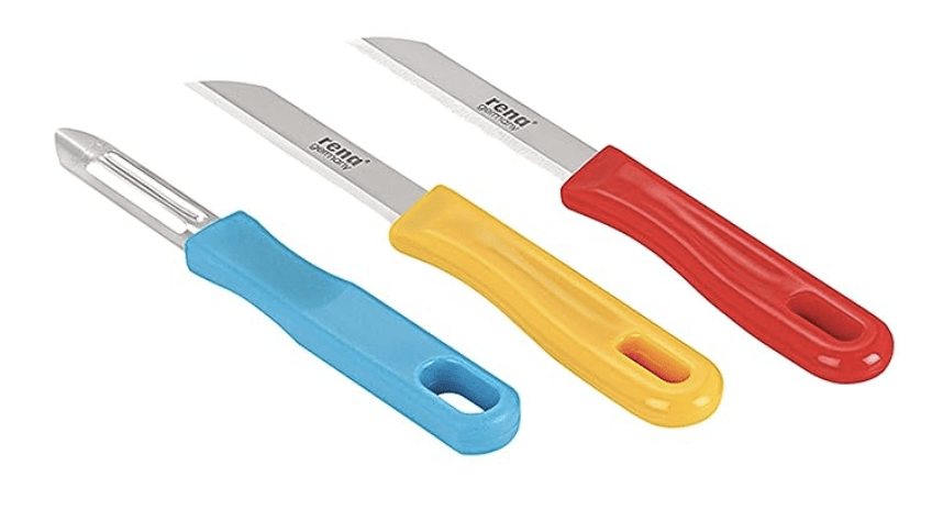 rena germany Vegetable Knife for Kitchen, Set of 3, Stainless Steel, Multicolor