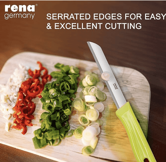 Rena Germany - Pizza Cutter - Pizza Slicer - Mezzaluna/Mincing Knife - Double Handle Ideal for Mincing, Dicing, Chopping & Slicing - with Serrated Knife