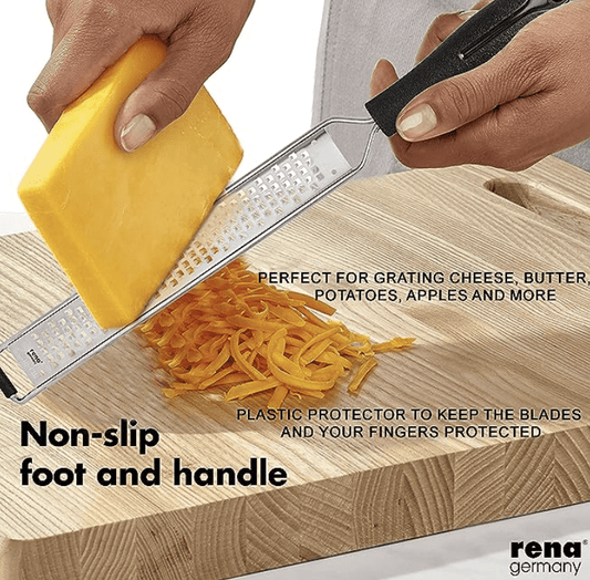 Rena Germany - Premium Etched Ribbon Grater - Razor Sharp - Stainless Steel - Ideal for Cheese/Lemon/Ginger/Garlic/Vegetables/Fruits - Length 20.5 Cm