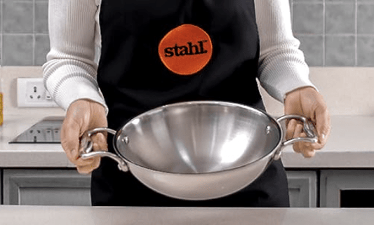 Stahl Triply Non Stick Kadai with Lid | Stainless Steel Kadai with Induction Base | Tri Ply Kadhai Scratch Resistant | Hybrid 6318, Dia 18cm, 1.2L (Serves 2-3 People)