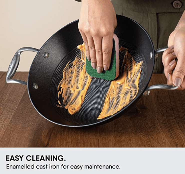 Stahl Blacksmith Hybrid Cast Iron Kadhai Without lid, 8326, 26 cm, 2.4 Liters