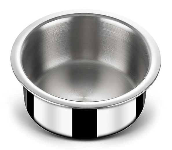 Stahl Triply Stainless Steel Tope with Lid I Stainless Steel Patila I Induction Base Tri Ply Tope 2.1 Litre I Artisan 4518, Dia 18 cm