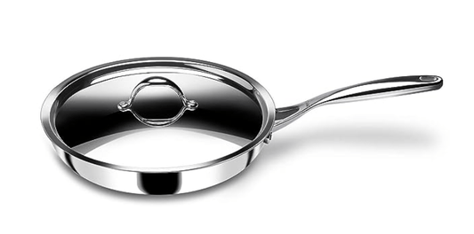 Stahl Triply Stainless Steel Pan | Stainless Steel Frying Pan with Lid | Fry Pan with Induction Base| Artisan 4424, Dia 24 cm, 1.8L