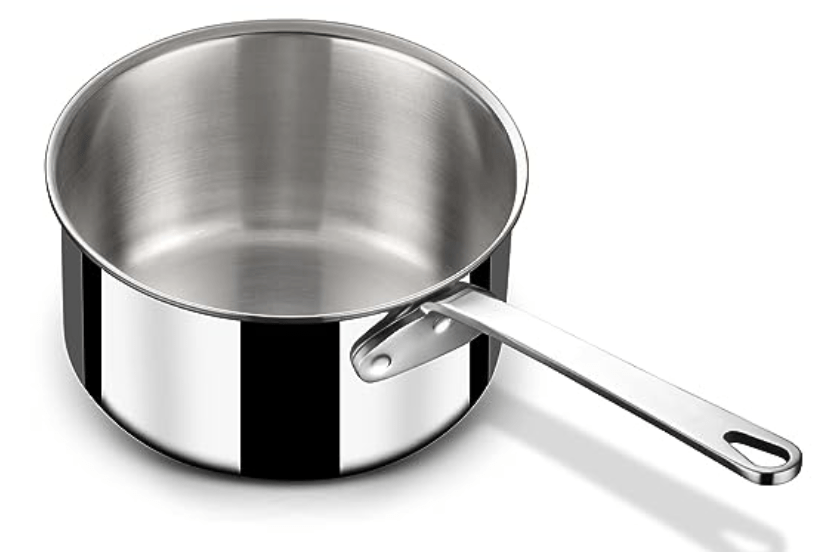 Stahl Triply Stainless Steel Mini Sauce Pan Without Lid | 1 Cup Induction Base Stainless Steel Tea Pan | Mikro 4292, Dia 10cm, 450 ML