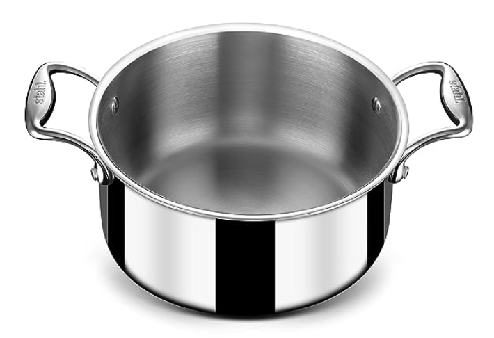 Stahl Triply Stainless Steel Sauce Pot with Lid | Stainless Steel Casserole | Tri Ply Biryani Pot with Induction Base | Artisan 4128, Dia 28 cm, 7.2 L