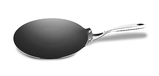 Stahl Triply Stainless Steel Non Stick Tawa I Tri Ply Dosa Tawa I Stainless Steel Tawa with Induction Base I Nevrstick 5958, Dia 28 cm