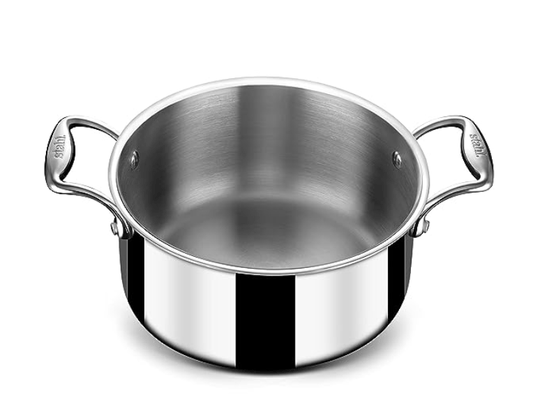 Stahl Triply Stainless Steel Sauce Pot with Lid | Stainless Steel Casserole | Tri Ply Biryani Pot with Induction Base | Artisan 4114, Dia 14 cm, 1 L