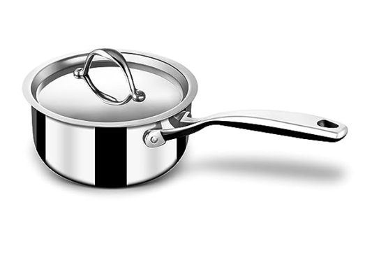Stahl Stainless Steel Tea Pan | Triply Saucepan with Lid I Milk Pan 1.4 L | Gas & Induction Base Sauce Pan | Artisan 4216, Dia 16 cm