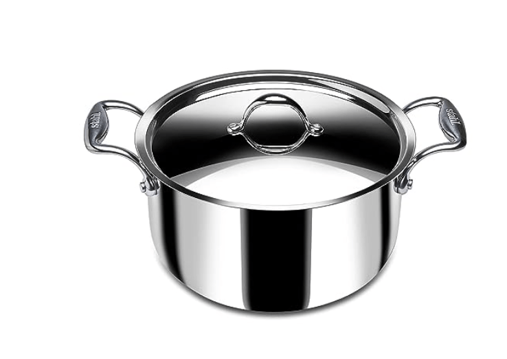 Stahl Triply Stainless Steel Sauce Pot with Lid | Stainless Steel Casserole | Tri Ply Biryani Pot wi