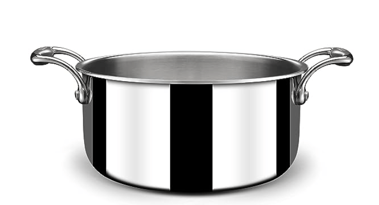 Stahl Triply Stainless Steel Sauce Pot with Lid | Stainless Steel Casserole | Tri Ply Biryani Pot with Induction Base | Artisan 4120, Dia 20 cm, 2.8 L
