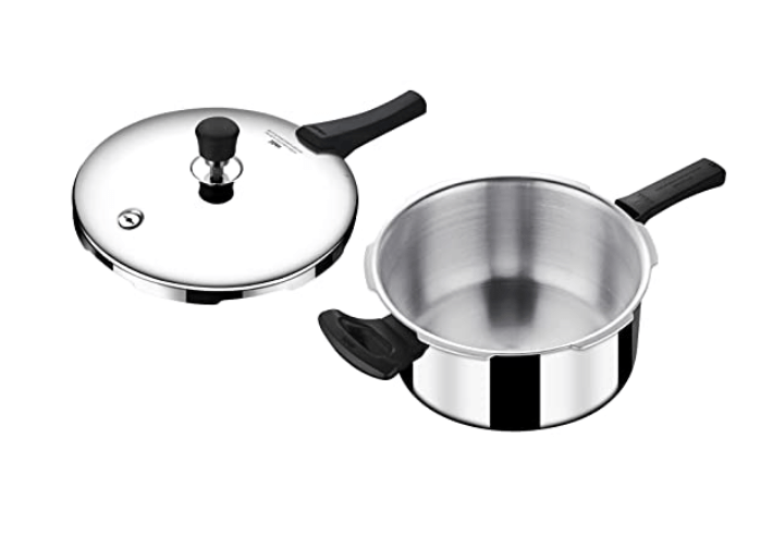 Stahl Triply Stainless Steel Pressure Cooker 5 Litre Outer Lid | Broad Pressure Cooker | Triply Cooker With Gas & Induction Base | Safe & Long Lasting Steel Cooker | Xpress Cooker 9215