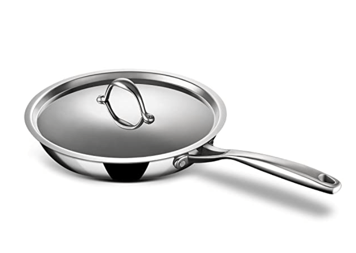 Stahl Triply Stainless Steel Artisan Frypan with Lid, 4422, 22cm, 1-Piece, Silver