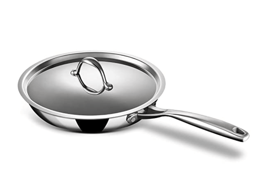Stahl Triply Stainless Steel Artisan Frypan with Lid, 4422, 22cm, 1-Piece, Silver