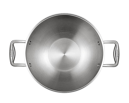 Stahl Triply Stainless Steel Artisan Kadhai with Lid, 4318, 18cm, 1.2 Liters
