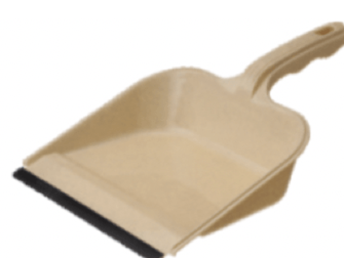 Amber dust pan with rubber grip