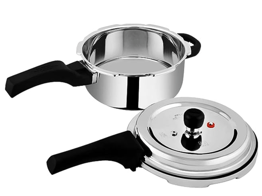 Prestige 3L Stainless Steel Deluxe Alpha Svachh Outer Lid Pressure Cooker | 10Y Warranty | Deep Lid for Spillage Control | TRIPLY Base | Gasket Release System | Gas & Induction Compatible | ISI