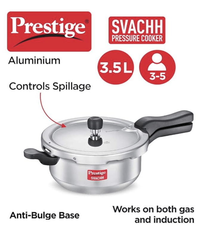 Prestige Svachh Aluminium Outer Lid Pressure Cooker 3.5 L (Silver)