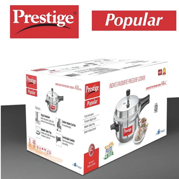 Prestige Popular Junior Deep Pan, 4 Liters, Aluminium, Outer Lid, Silver