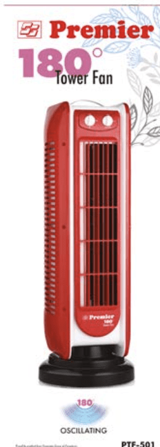 PREMIER Tower Fan with Remote Control - Quiet, Powerful Cooling for Home & Office