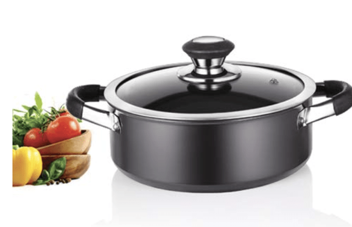 பிரீமியர் ஹார்ட் அனோடைஸ்டு ட்ரெண்டி பிளாக் கேசரோல் குக் & சர்வ் கண்ணாடி மூடியுடன் 20 செ.மீ குறியீடு-109040