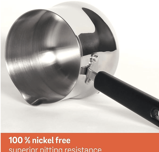 Meyer Nickel Free Stainless Steel Mini Pot | Milk Pan | Tea Pan Stainless Steel | Milk Pan Induction Base | Chai Pan | Small Saucepan | Milk Boiling Vessel | Saucepan with Handle, 10cm, Grey