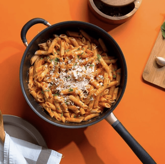 Meyer Accent Series Hard Anodized + Non-stick Chef's Pan/ Stir fry with Ergonomic Grip Silicone Handle| Gas and Induction Compatible, 4.5 Liters, Matte Black