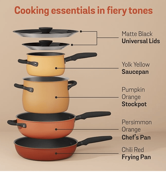 Meyer Accent Series Non Stick and Stainless Steel Spark Edition Cookware Set | Kitchen Set for Home | Induction Cookware Set | Pots and Pans cookware, 6 Piece, Assorted Colors