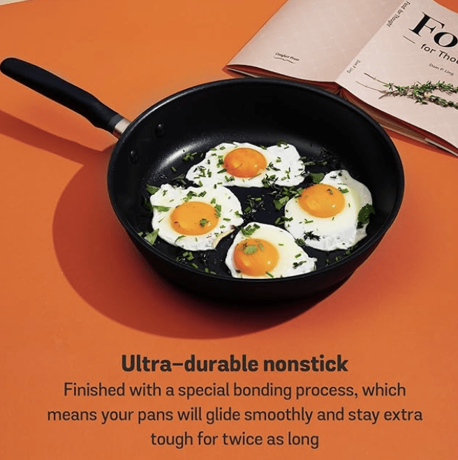 Meyer Accent Series Hard Anodized + Nonstick Open Frying Pan/Skillet with Silicone Handles / Gas and Induction Suitable/ 3mm Thickness, 20cm/2 litres, Matte Black