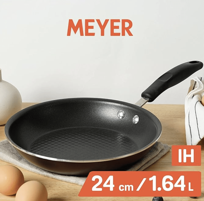 Meyer Merlot Aluminium Non-Stick Frypan | Frying Pan | Omlette pan | Fry pan with Stick Handle | Small Pan | Egg Pan | Gas and Induction Compatible| 100% Toxic Free, 24cm/ 1.64 Liters